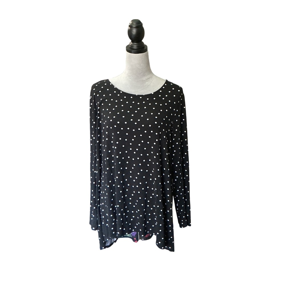 Chicos Women's‎ Polka Dot Floral Print Long Sleeve Tunic Top Size 3